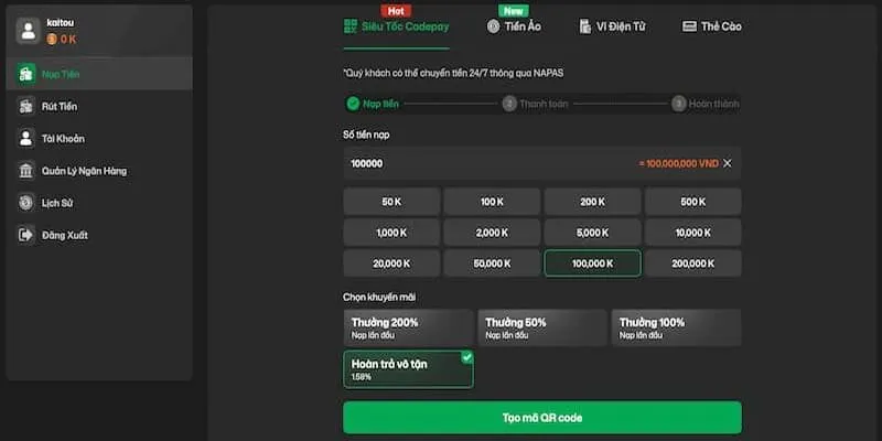 Rút tiền tại nhà cái trực tuyến số 1